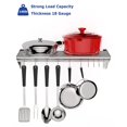 thumbnail image 3 of RIEDHOFF Metal Kitchen Rack for Storage and Organization, [NSF Certified] 12" x 24" Stainless Steel Wall Mount Shelf with 10 S Hooks for Hanging Pots, Pans, Cookware in Home and Restaurant, 3 of 6
