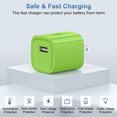 thumbnail image 3 of USB Charger Block, 2 Pack USB Wall Charger with 6FT Type C Charging Cable USB C Cable Phone Cables, Charging Block Phone Charger Android Charger, Fast Charging Type C Power Adapter USB Brick, Green, 3 of 9