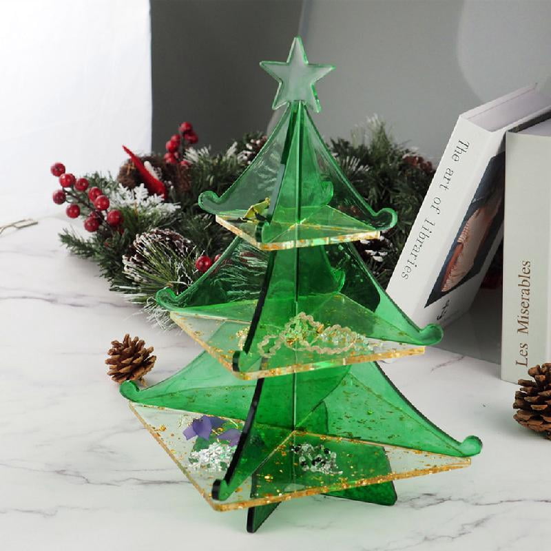 BQBQERT 3-Tier Christmas Tree Cake Stand Tray Epoxy Resin Mold Fruit Tray Silicone