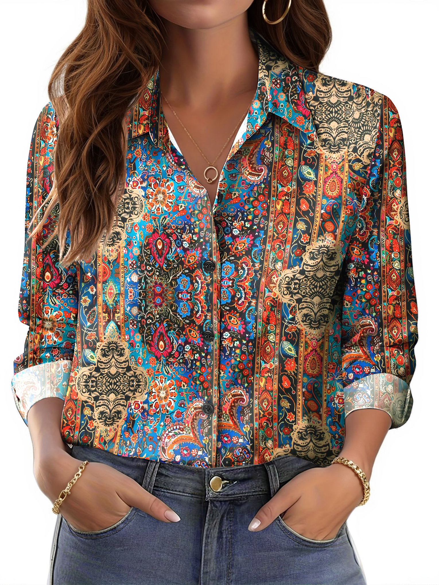 売れ筋商品|||ボス シャツ レディース トップス BOSTAFFA - Button-down blouse - rust/copper Long Sleeve Button Down Shirts for Women, Maroon Casual