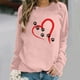 thumbnail image 1 of ICHUANYI Clearance Women's Round Neck Top Casual Fashion, Personalized Printing Loose Fitting, Slimming Long Sleeves(Pink, M) ICHUANYI WER2023081513169, 1 of 4