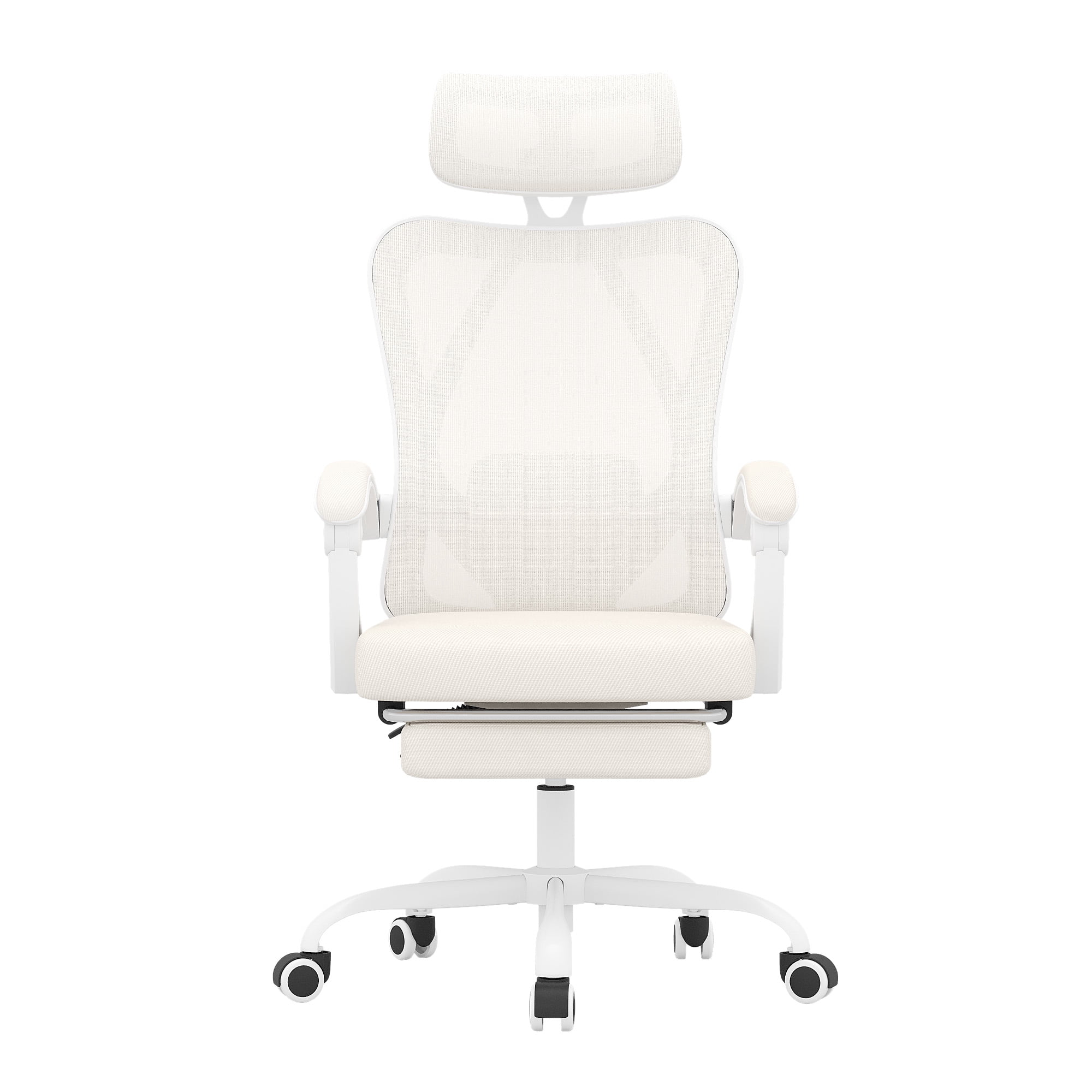 MAYEERTY Ergonomic Mesh Office Chair with Headrest, Lumbar Support, Footrest for Home Office Study, Beige