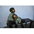 thumbnail image 4 of Brother and Sister on A Bench Enjoying Outdoors Bronze Statue  18&quot; x 39&quot; x 33&quot;H, 4 of 11