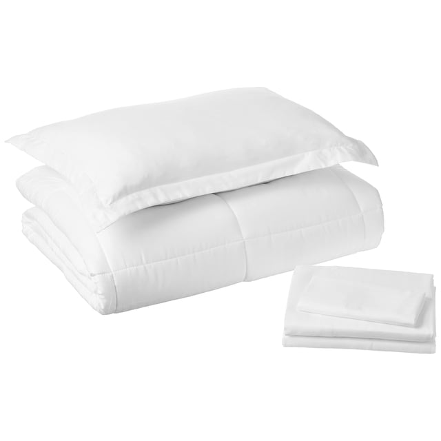 Juego de edredón Sweet Home Collection Dobby White Twin, 6 piezas