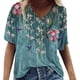 thumbnail image 2 of Camiseta de mujer con estampado floral, manga corta, cuello en V, blusa de playa, azul lago, M Methold AP002484-07, 2 of 4