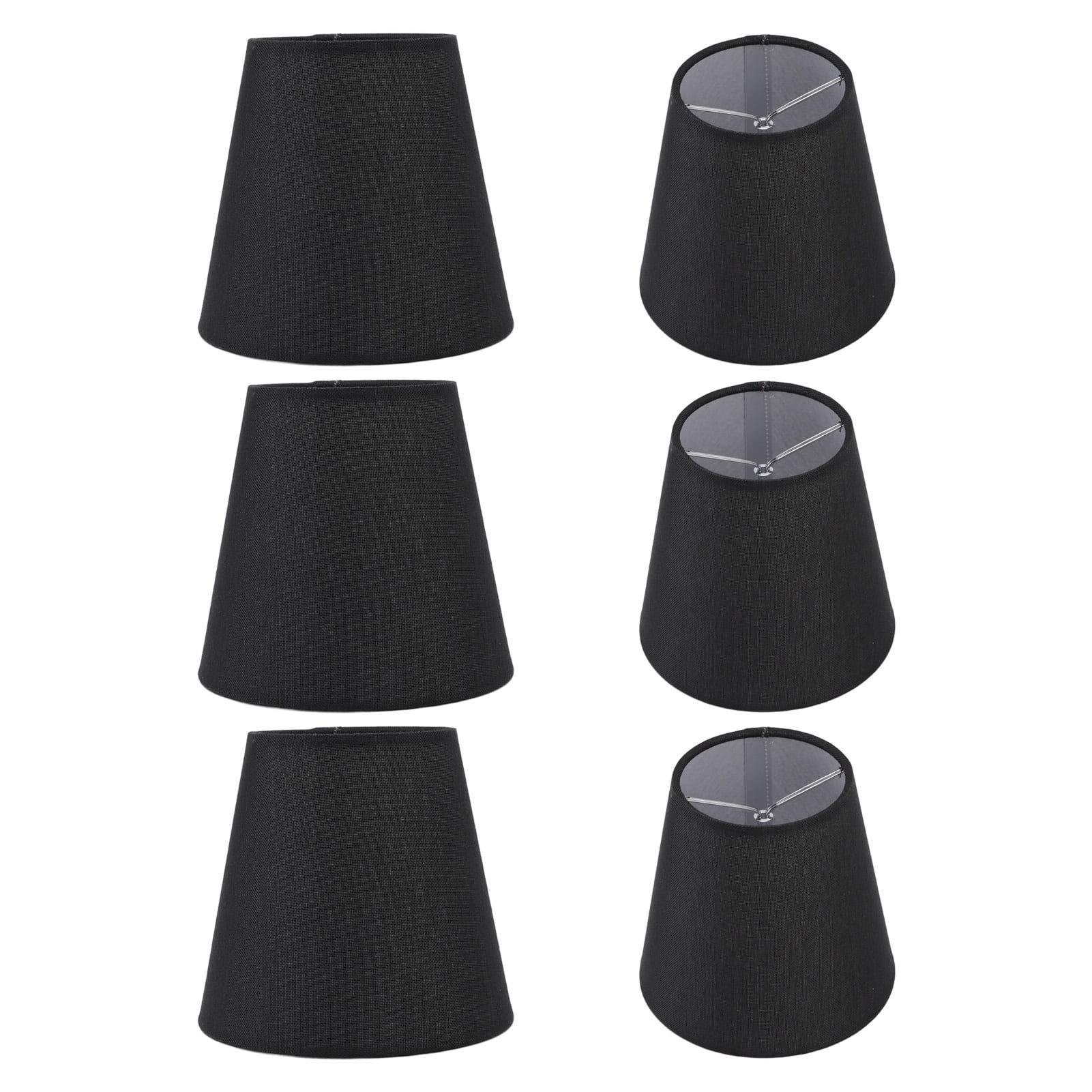 BIMZUC 6 Pieces Black Fabric Lamp Shades Modern Simple Style Iron Small Lampshade for E14 Bulb Table Lamp Floor Lamp Chandelier Wall Light Home Decoration Replacement Shades