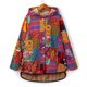 thumbnail image 5 of Chaqueta con capucha de lana para mujer Abrigo suelto con botones y bolsillos con estampado vintage Irfora Amarillo/5XL, 5 of 7