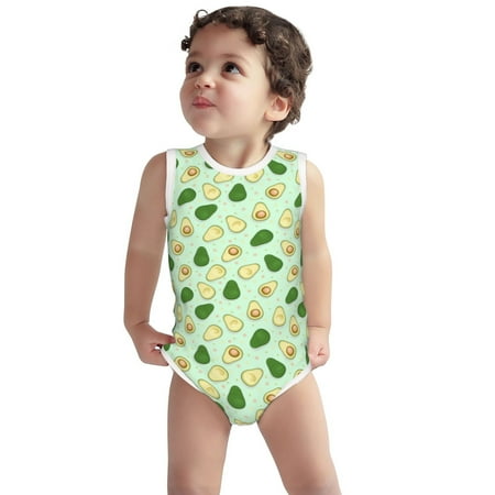 

Vsdgher Avocado Print Baby Unisex Baby Cotton Sleeveless Bodysuits Soft and velvety comfortable and breathable