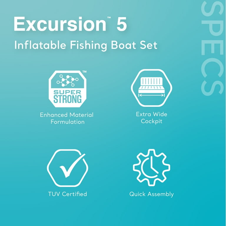 Intex Excursion 5 Person Inflatable Fishing Boat with Motor Mount, Motor Not Included