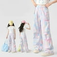 thumbnail image 2 of OGLCCG Girls' Cargo Pants Teen Kids Tie Dye Elastic Waist Outdoor Hiking Pantgs with Pockets Casual Baggy Joggers Trousers 6-16 Years, 2 of 7