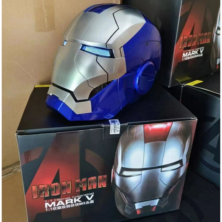 Guvpev Iron Hero MK 5 Helmet Mask, 1:1 Scale Wearable Electronic Mask with JARVIS Voice Control & LED Eyes, Touch & RC, Collectible & Display, Superhero Cosplay Headwear for Teens & Adults - Guvpev Iron Hero MK 5 Helmet Mask, 1:1 Scale Wearable Electronic Mask with JARVIS Voice Control & LED Eyes, Touch & RC, Collectible & Display, Superhero Cosplay Headwear for Teens & Adults -