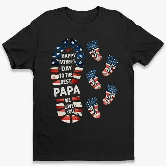 Custom Happy Father’s Day Papa Shirt – Personalized Gift for Dad or Grandpa – 4th of July Family Unisex Tee or Hoodie