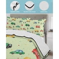 thumbnail image 4 of Quilts Twin-XL Size Bedding Set, Green Cartoon Truck Lightweight Quilted Comforter, Funny Cute Colorful Car Tree Polka Dot Soft Bedspread Coverlet with Pillow Covers for All Season, 68" x 98", 4 of 7
