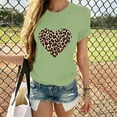 thumbnail image 2 of Pitauce Women's Valentines Day T-Shirts Heart Leopard Printed Blouses Casual Crewneck Pullover Short Sleeve Summer Tops Soft Comfy Holiday Basic Tee Tops, 2 of 5