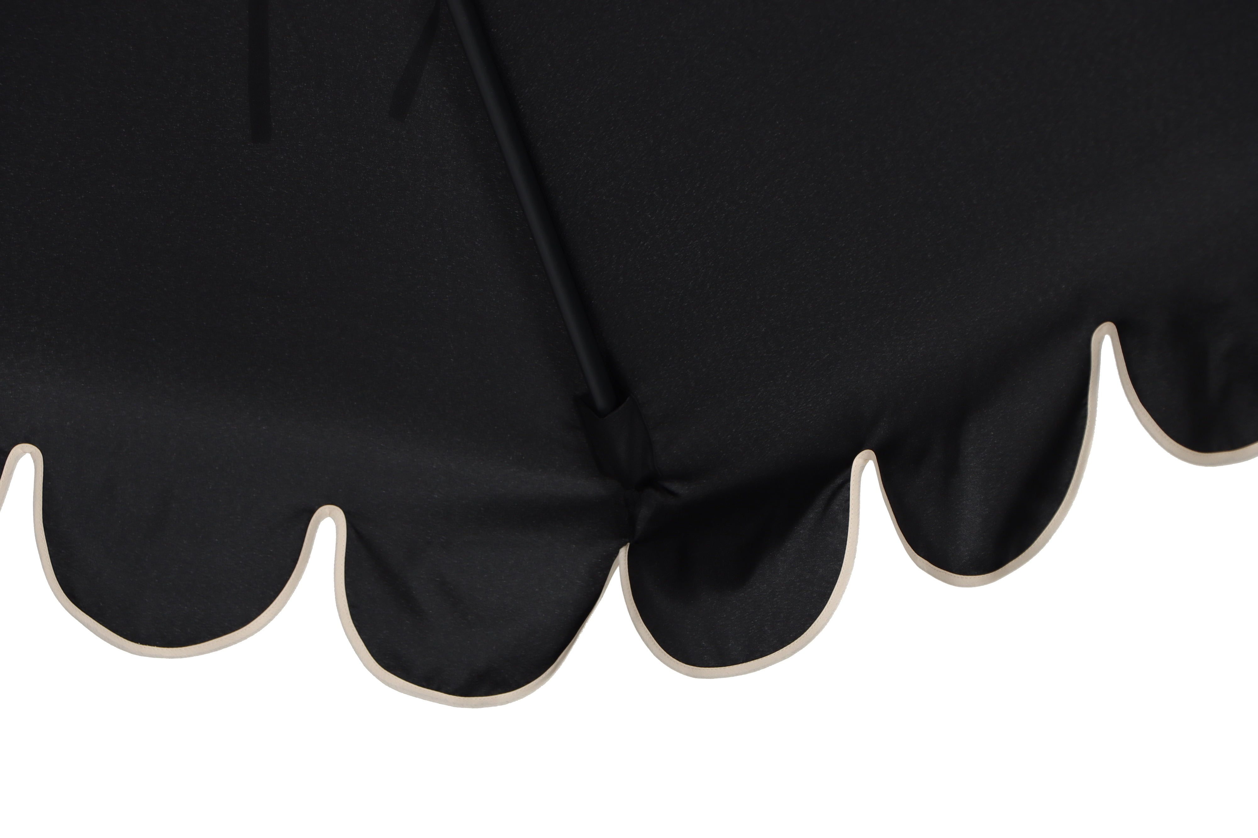 Better Homes & Gardens Premium 9' Black Scallop Market Patio Umbrella, Crank Lift, 3-Angle Tilt