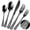 Black, variant on 40-Piece Vintage Carved Gold Silverware Set for 8, Stainless Steel Flatware Set with Knife/Fork/Spoon, Cutlery Set for Home and Kitchen, Utensil Set with Dishwasher Safe