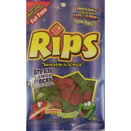 Rips Fat-Free Bite-Size Strawberry & Green Apple Licorice Pieces, 6.5 Oz.