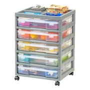 IRIS 5-Case Craft Storage Cart with Organizer Top and wheels for Scrapbooking, Gray
