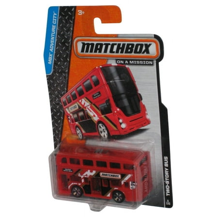 Matchbox MBX Adventure City (2013) Red Two-Story Bus Toy 6/120