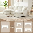 thumbnail image 3 of 110*57" Modern U Shape Modular Sofa, 6 Seat Chenille Sectional Couch Set with 2 Pillows Included, Freely Combinable Indoor Funiture for Living Room, Apartment, Office, White, 3 of 7