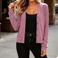 thumbnail image 5 of Vivianyo HD Women's Cropped Cardigan Sweater, Fall Winter Button Down V Neck Long Sleeve Layering Top for Casual Daily Wear, Sizes S-2XL, 5 of 6