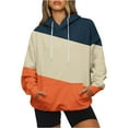 thumbnail image 2 of Today kttectoa Womens Tops Long Sleeve Hooded Hoodie Sweatshirts Color Block Graphic Hoodies Hoodies with Pockets Oversized Hoodie Fall Fashion Womens Workout Sweatshirts, 2 of 6