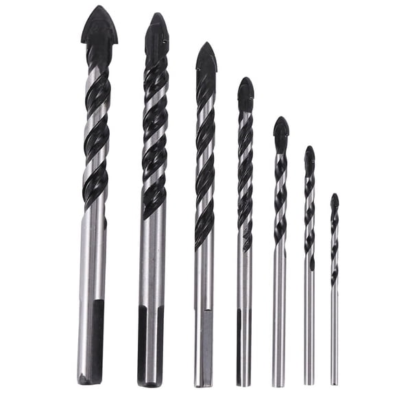Vruelia Carbide Drill Bit Set for Porcelain Ceramic Tile, Concrete, Brick Wall, Glass, Mirrors, Plastic Masonry and Wood (3 4 5 6 8 10 12mm)