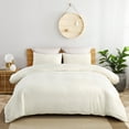 thumbnail image 1 of JML 3 Pieces Washed Microfiber Duvet Cover Set With Zipper, Corner Ties And 2 Pillowcases, King 90"x 104", Ivory, 1 of 6