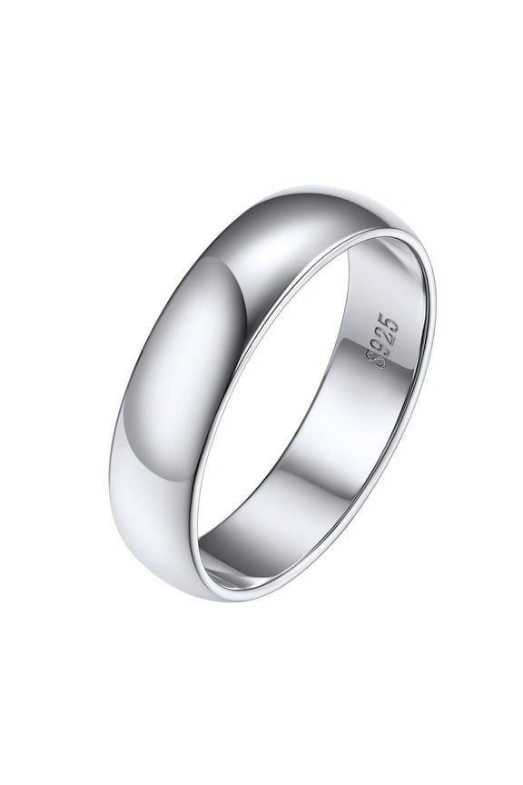 925 Sterling Silver Rings for Women Polished 5mm Width Engagement Mens Wedding Band Ring No Tarnish Jewelry Gifts, Size 11