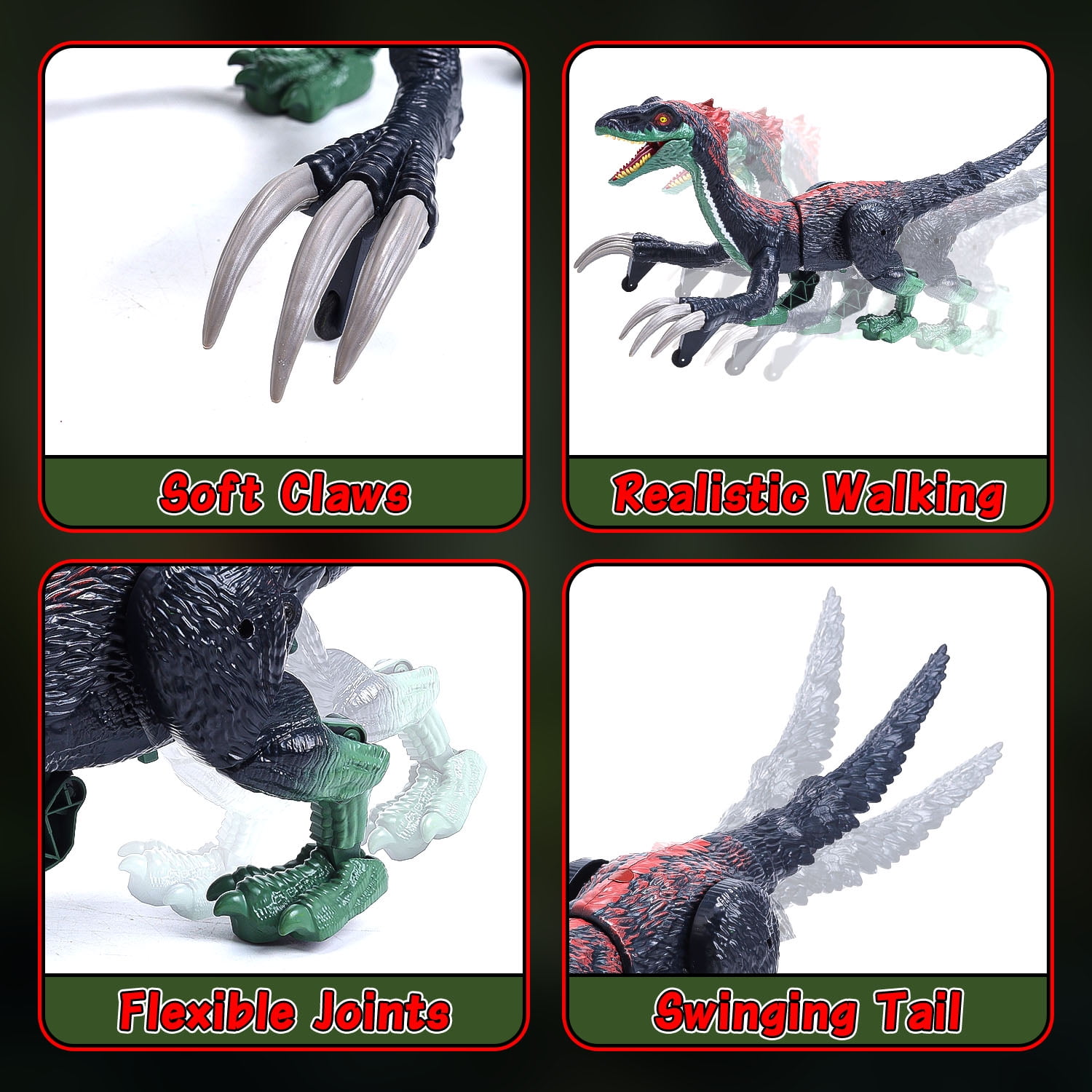 JoyStone Remote Control Dinosaur Toys for Kids - Realistic Walking, Roaring, Light & Spray, 18.2" RC Therizinosaurus Toys, Gift for Boys Girls Age 3+