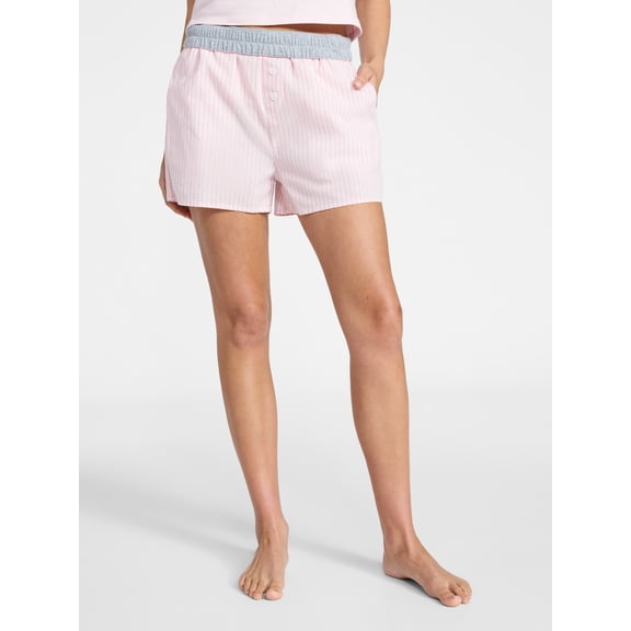 No Boundaries Cotton Rollover Waist Boxer Shorts, 3'' Inseam, Women’s 00-20
