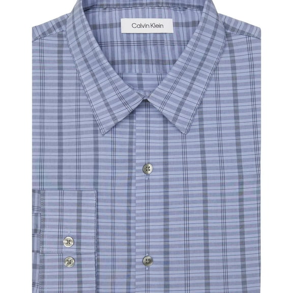 Calvin Klein Mens Stain Shield Extra Slim Fit Stretch Button Down Dress Shirt, Blue, X-Large