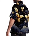 thumbnail image 3 of Starry Bees in the Sky Men's Short Sleeve Button Down Hawaiian Beach Printed Casual Shirts, 3 of 6