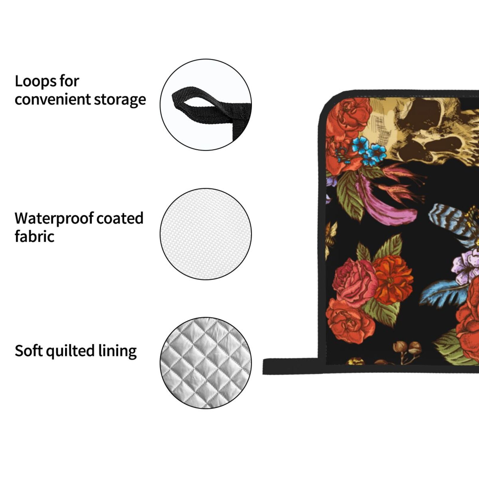 Watercolor Skull Flowers Day Dead 4Pcs Oven Mitts and Pot Holders Sets Oven Kitchen Gloves Hot Pads for Cooking BBQ Baking Grilling