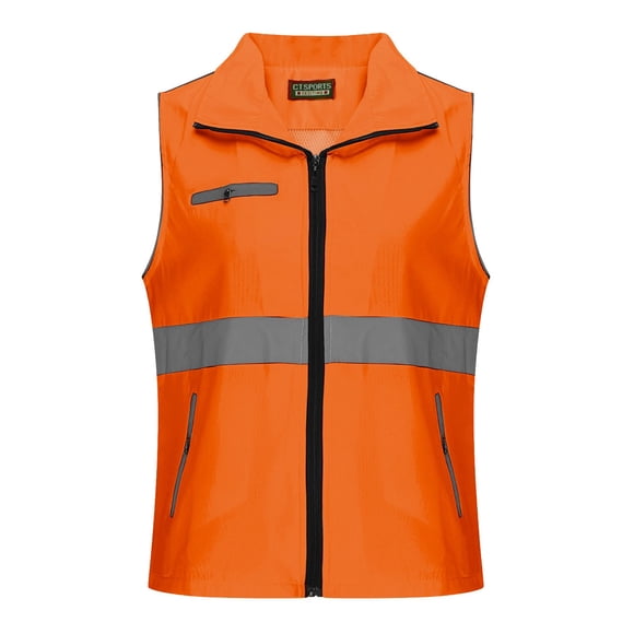 Staron Women's Breathable Mesh Fishing Hiking Travel Vest Jacket with Pockets Casual Outdoor Photography Riding Hunting Kayaking Waistcoat, Orange XXL