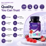 LIVS Sleep Gummies - 5mg Melatonin Gummy Supplement for Adults - Easy & Deep Sleep - Strawberry Flavor Vegan Gummies - 60 Count with 30 Servings
