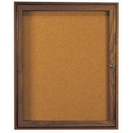 Aarco Products WBC3630R 1-Door Enclosed Bulletin Board - Walnut