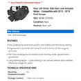 thumbnail image 2 of Rear Left Driver Side Door Lock Actuator Motor - Compatible with 2013 - 2019 Ford Escape 2014 2015 2016 2017 2018, 2 of 2