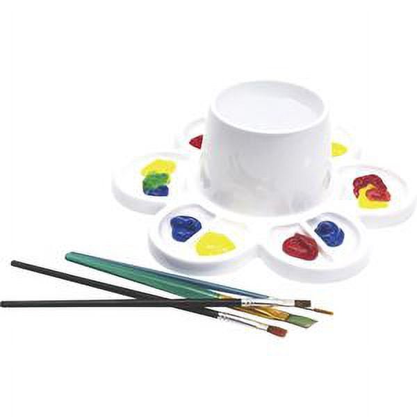 Storex 8-Well Paint Pallette with Built-In Water Cup, White, 6-Pack