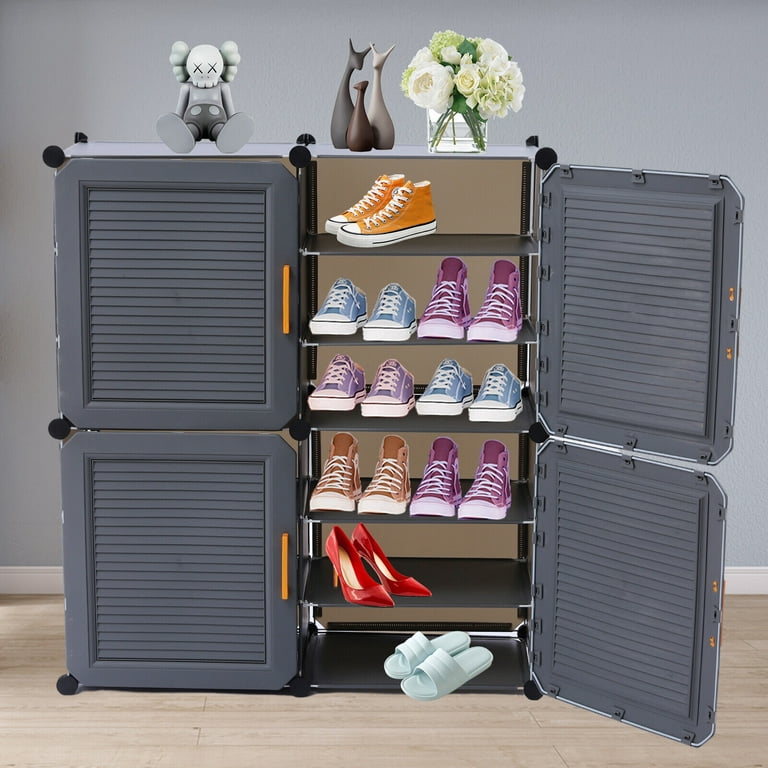 Modern 6 Layers Shoe Storage Cabinet Plastic Cupboard Organizer Dustproof