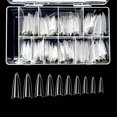 thumbnail image 1 of VIVACE Clear Long Stiletto 500 Uds puntas de uñas de Gel artificiales falsas 10 tamaños con estuche de plástico transparente para salón de uñas, 1 of 5