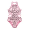 thumbnail image 4 of Kids Girls Gymnastics Leotards Sparkly Sequins Dancewear Back Strappy On Child Ballet Dance Jumpsuit, 4 of 7