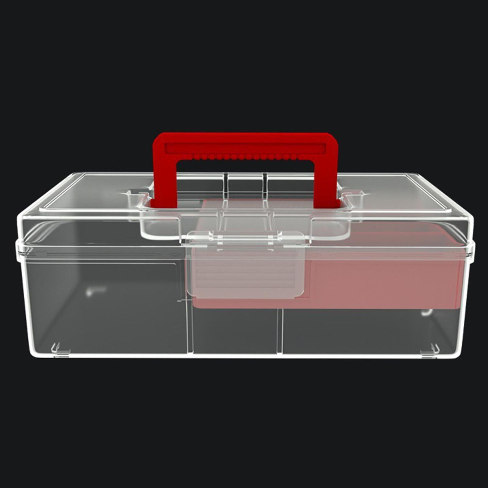 Wswqop Fishing Tackle Box 2 Layer with Handle Fishing Accessories Fly Fishing Hard Case red