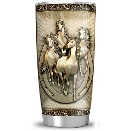 

20oz Christmas Birthday Horse Gifts for Girls Women Men Best Gifts for Horse Lovers Printed Bronze Horse Coffee Tumbler Cup with Lid Double Wall Vacuum Sporty Insulated Travel Coffee Mug