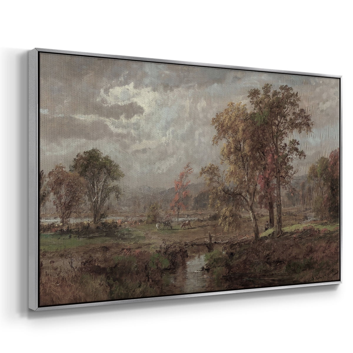 Vintage Landscape-CCCXXIV By Wexford Home Framed in Silver Wood Gallery Wrapped Canvas 25 in. x 37 in.