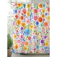 thumbnail image 2 of Shower Curtain Blue Yellow Floral Shower Curtains for Bathroom, Waterproof Polyester Shower Curtain Set with Hooks, Extra Long 72" x 96" Wildflowers Leaves Plant, 2 of 6