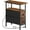 Rustic Brown + Black, variant on End Table with Charging Station, Narrow Side Table with 2 Fabric Drawers, Skinny Nightstand with Storage, Slim Bedside Table for Bedroom, Living Room, Small Spaces, Black BB487UBZ01