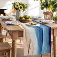 thumbnail image 3 of Burlap Table Runner 36 Inches Long, Abstract Ocean Waves Stripes Non-Slip Kitchen Table Runners for Dining Room Everyday Use Party Table Decorations Blue Gradient Water Ripples, 3 of 9