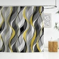 thumbnail image 3 of Yellow and Grey Shower Curtain for Bathroom Yellow and Gray Shower Curtain Fabric Modern Abstract Striped Minimalist Bath Curtains Waterproof Shower Curtains Set, Yellow Gray White, 72 x 72 Inch, 3 of 6