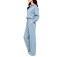 thumbnail image 4 of Women's 2 Piece Lounge Set Quarter Zip Pullover and Wide Leg Pants, Casual Fall Matching Outfit with Drawstring Waist and Pockets Tracksuit, XL, 4 of 5